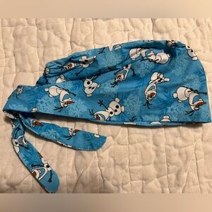 Frozen Olaf blue scrub cap snowflake hat medical surgical nurse chef vet